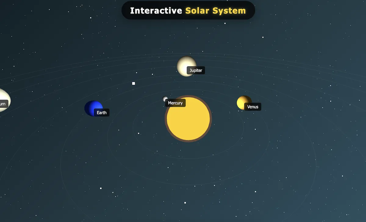 Interactive 3D Solar System